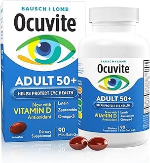 Ocuvite 50+ Eye Vitamin & Mineral Supplement, Multivitamin for Vision & Ocular Health with Omega-3, Zinc, Vitamins C & E, Lutein & Zeaxanthin, Zinc Supplements for Women and Men, 90 Softgels