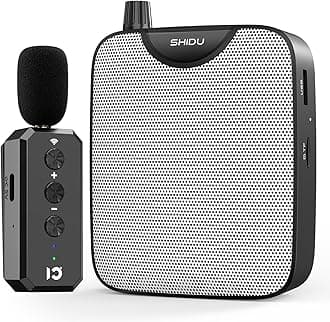 SHIDU Voice Amplifier with Wireless Lavalier Microphone, Portable Speaker Clip-On Microphone Personal Power Amplifiers for Teachers Classroom Meeting Training (Black)