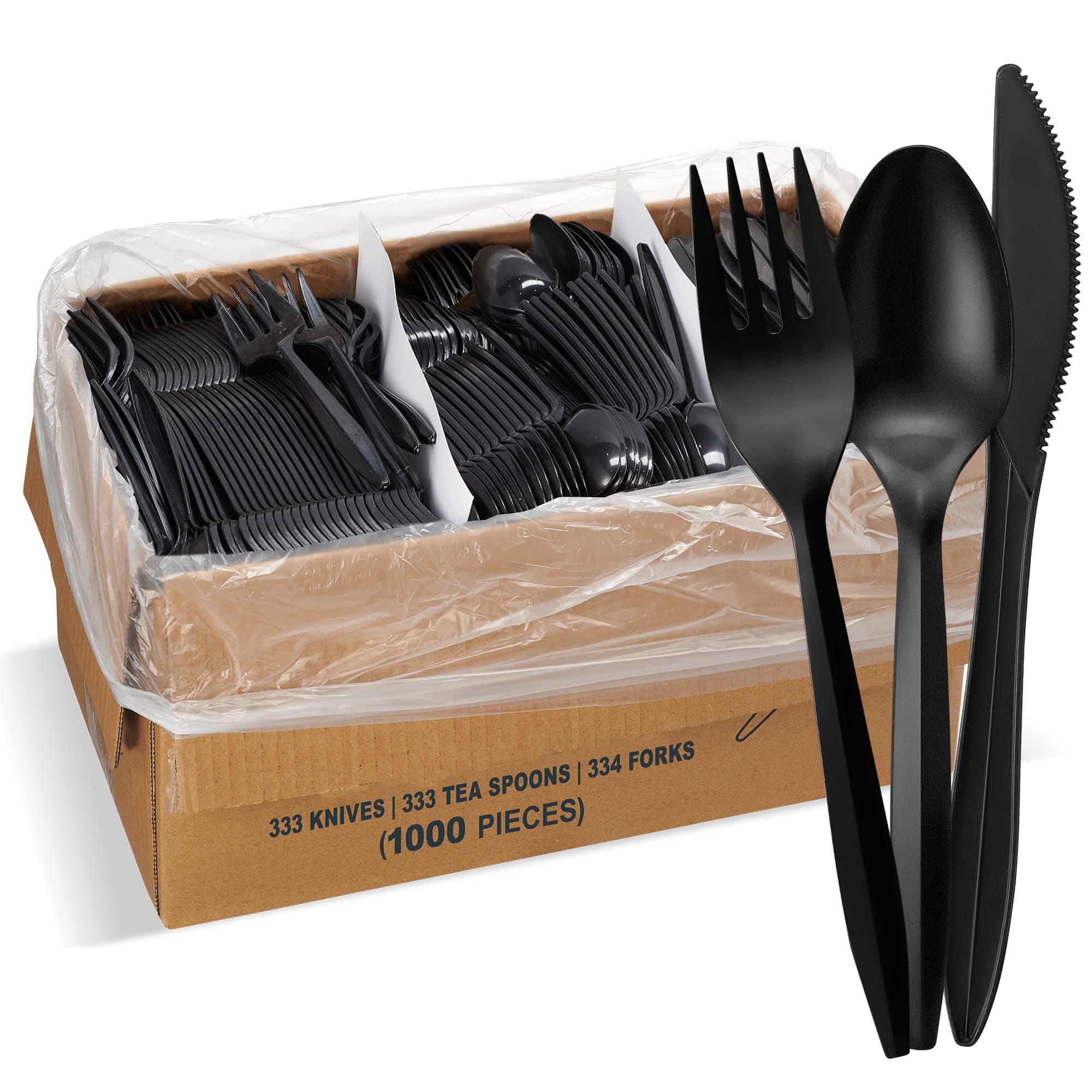 1000 Count Bulk Cutlery (Combo Pack, Black)