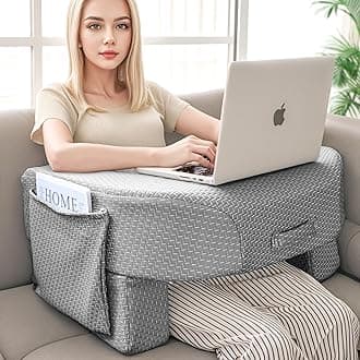 LEBENGURU Reading Pillow for Laptop, Extra Large Armrest Gaming Pillow for Working, Hight Adjustable Lap Desk Pillow for Adult Sitting in Bed, Floor, Sofa