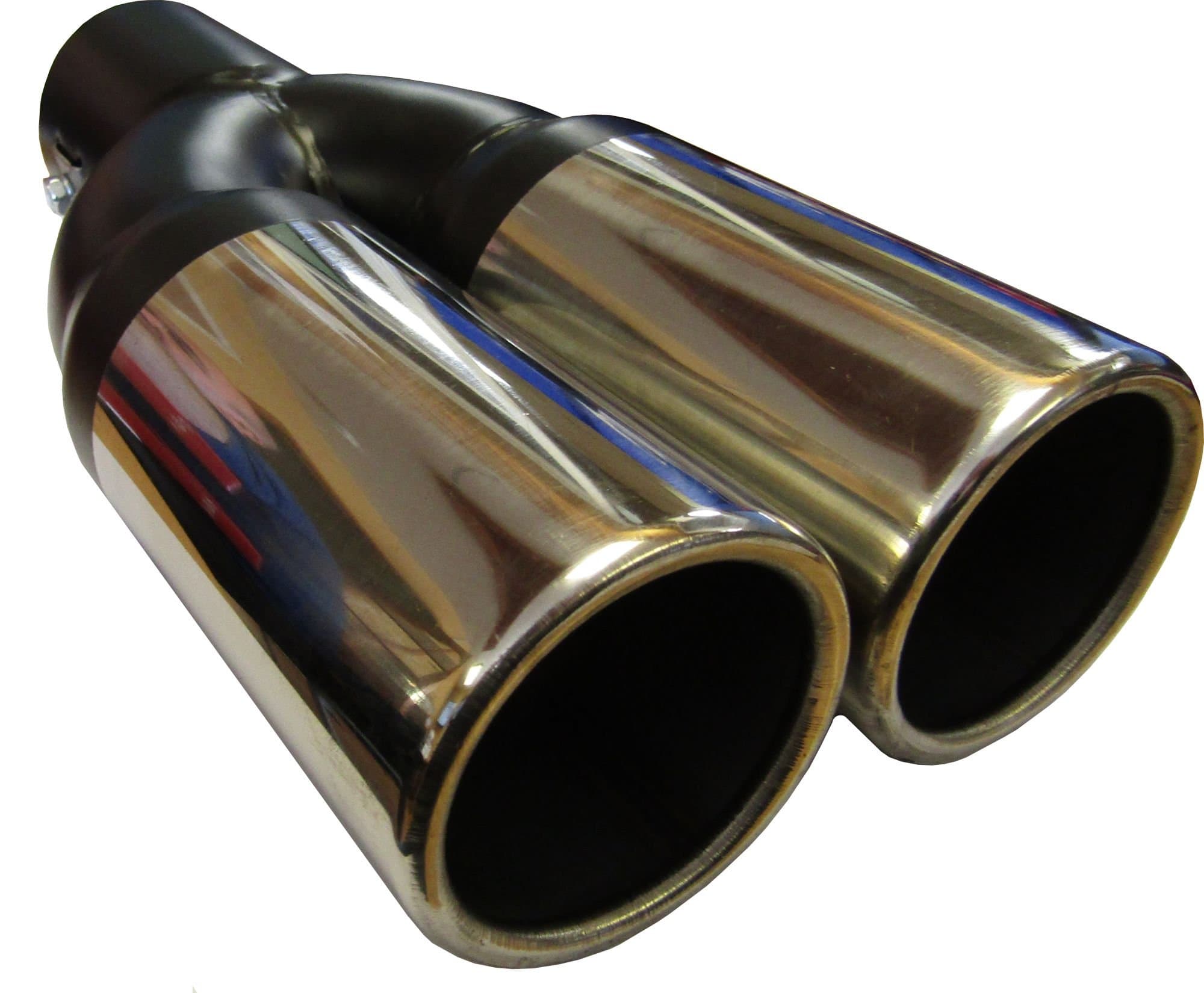 XtremeAuto® 8.75" 225mm Chrome Silver Twin Exit Exhaust Trim Tail Piece Screw/Clip