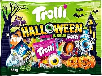 Trolli Halloween bulk pack 360g, Sweet & Sour sweets mix with Glotzer, Sour Worms & Dracula, perfect for children and Halloween parties, sweets box from Trolli for the ultimate treat