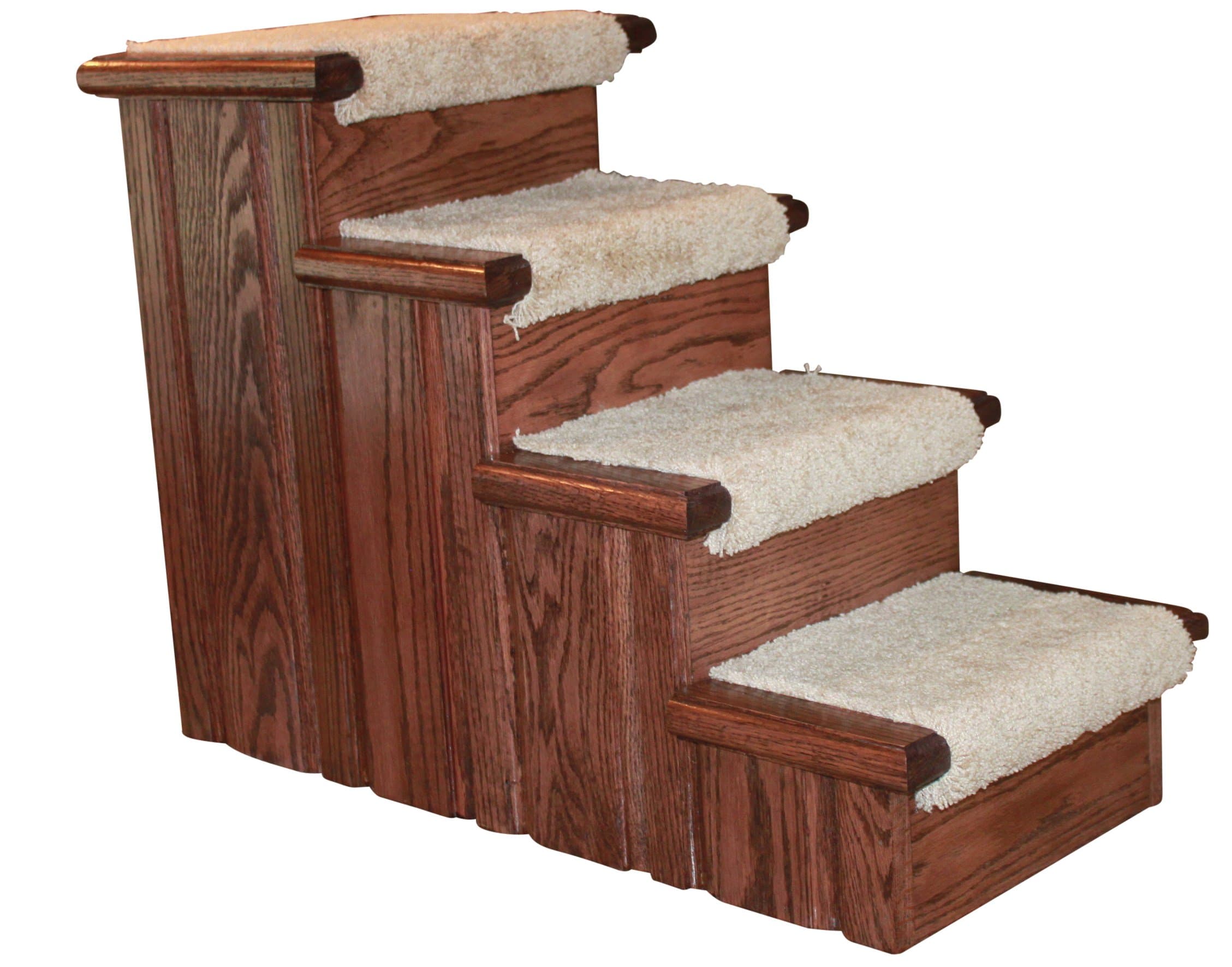 Tall Raised Panel Dog Steps, Carpeted Tread with a Rich Cherry Stain, 23-Inch