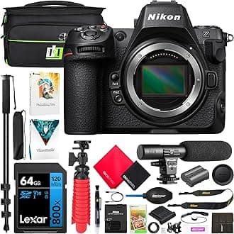 Z8 Professional Full Frame Mirrorless 8K Video & Stills Hybrid FX Camera Body 1695 Bundle with Deco Gear Photography Bag + Microphone + Monopod + Software & Accessories Kit