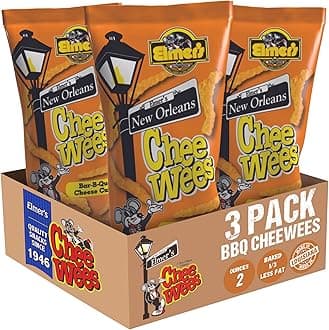 Elmer's New Orleans Chee-wee's, Authentic NOLA BBQ Flavor, Irresistible Crunchy Snack Delight 2 oz Bags, Pack of 3