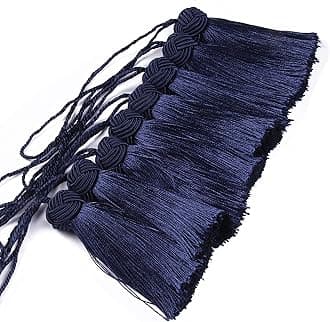 BEL AVENIR 8 Pcs Set Elegant Polyester Key Tassel Colorful Craft Tassels Charms Key Tassel for Christmas Tree DIY Craft Garland Project Wedding Home Party Decorations (Navy)