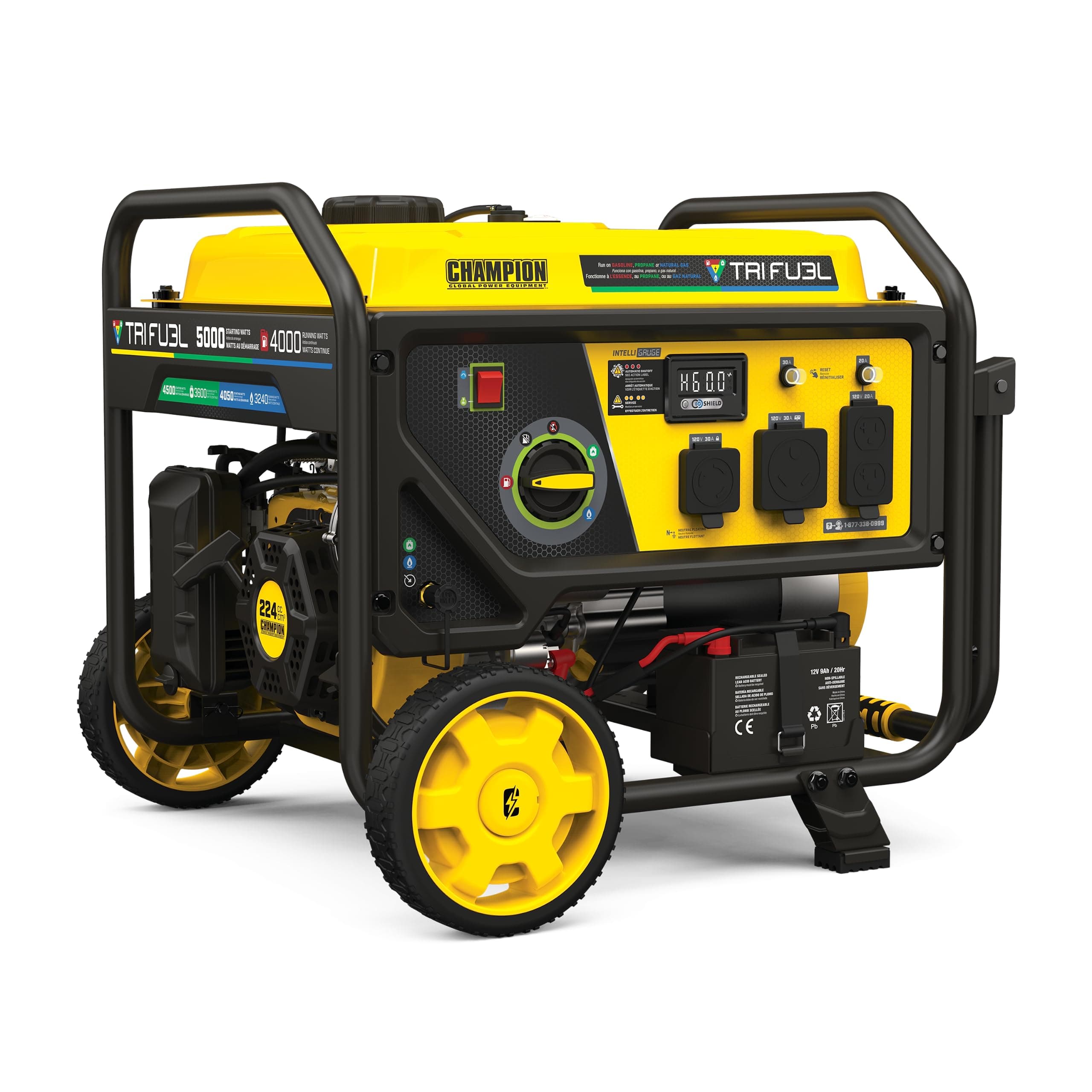 4000W Electric Start Tri Fuel Portable Generator with CO Shield