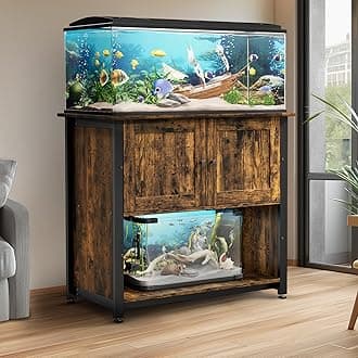Tatub 40-50 Gallon Fish Tank Stand with Cabinet, Metal Aquarium Stand for Accessories Storage, Reptile Tank Turtle Terrariums Table Bearable 1000LBS, Accommodates 2 Aquariums