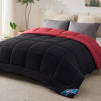 Bedsure Comforters Cal King Size -Duvet Insert Black/Red Down Alternative Comforter Quilted All Season Duvet with Tabs-Machine Washable-Gifts for Women(Black/Red,Cal King 96x102)