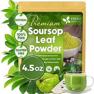 4.5oz Premium Soursop Leaf Powder – 100% Pure & Natural | Graviola Leaves for Tea, Handmade, Cake Color Making, Non-GMO, Caffeine-Free, No Additives. Vegan
