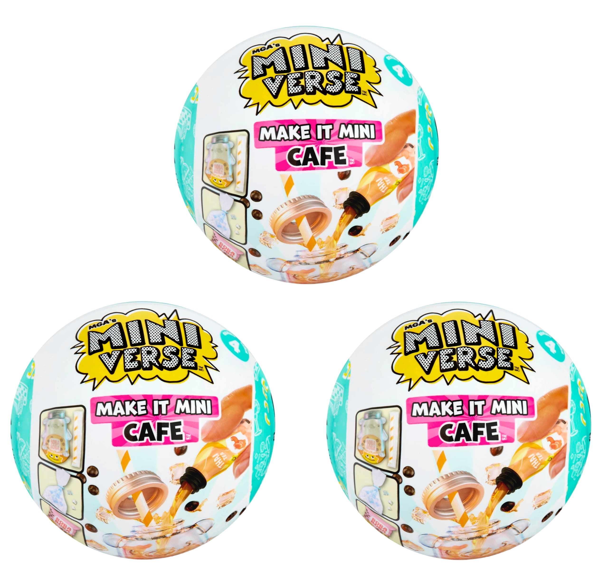 MGA's Miniverse Make It Mini Cafe Series 4 (3 Pack), Mini Collectibles - Mystery Blind Packaging, DIY, Resin Play, Replica Food, NOT Edible, Collectors, 8+