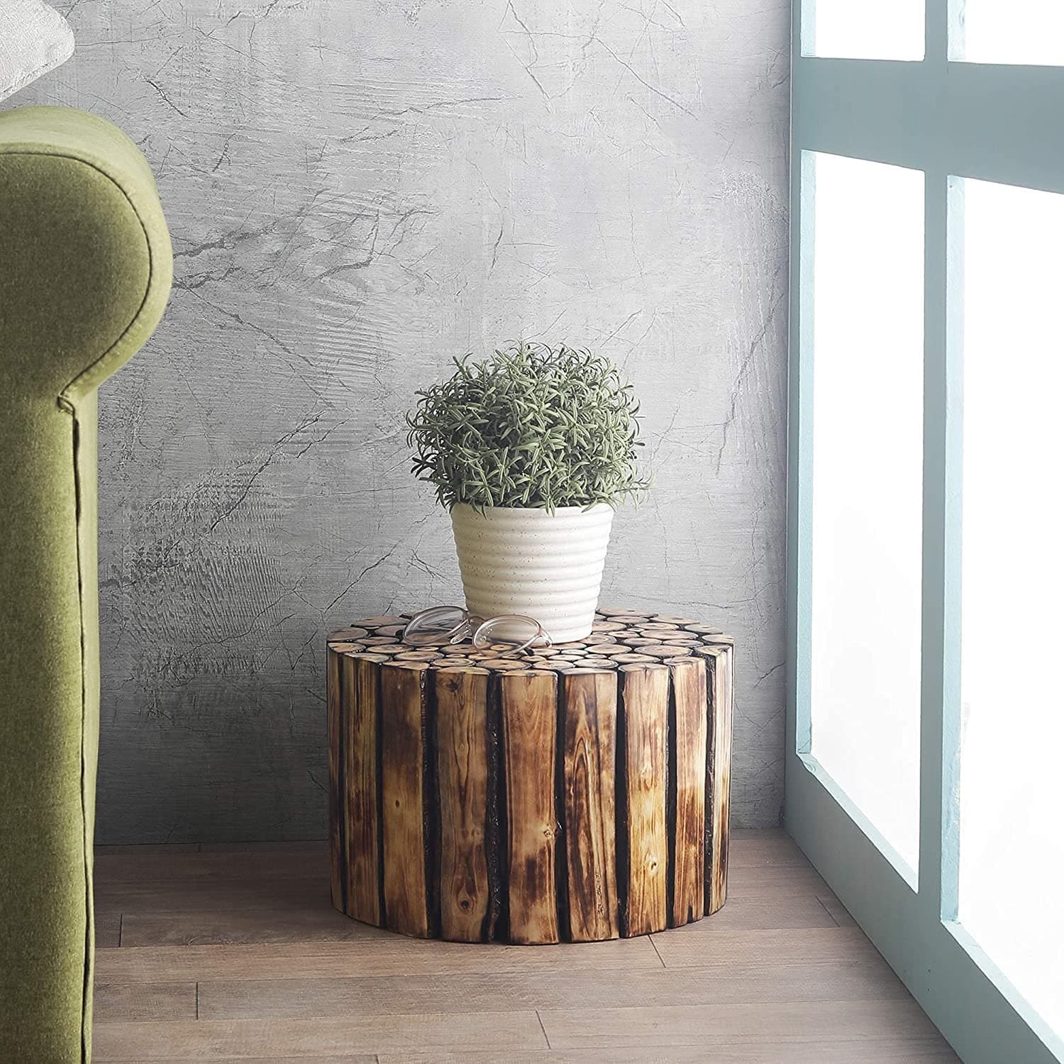 Acewood Wooden beautiful round side table/end table/Corner Table/Beautiful Natural Wooden handmade Stool Standard Size for any room