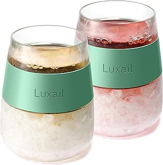 Wine Glasses, Plastic Wine Glasses Set of 2, Wine Gifts, Double Wall Insulated Freezer Tumbler, Stemless Freezer cups for Red and white Wine, 8.5 Oz, Sage Green