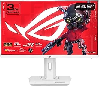 ROG Strix 25” (24.5-inch viewable) 1080P HDR Gaming Monitor (XG259QNG-W) - White, Full HD, 380Hz, 0.3ms, Fast IPS, Low Motion Blur Sync, FreeSync Premium, DisplayWidget, Ergonomic, 3 yr Warranty
