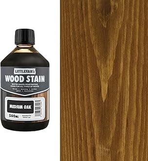 Littlefair's Wood Stain Water-Based - (Medium Oak) – Non-Toxic, Eco-Friendly & Quick Drying - Easy-to-Apply, Concentrated Formula for All Wood Types – 500ml
