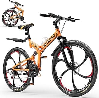Outroad 26 Inch Mountain Bike, 21-Speed/High-Carbon Steel/Aviation Grade Frame, Dual Disc Brake, Adjustable Ergonomic Seat Bicycle for Men Women Adult, Quick Assembly in 20 Minutes Orange
