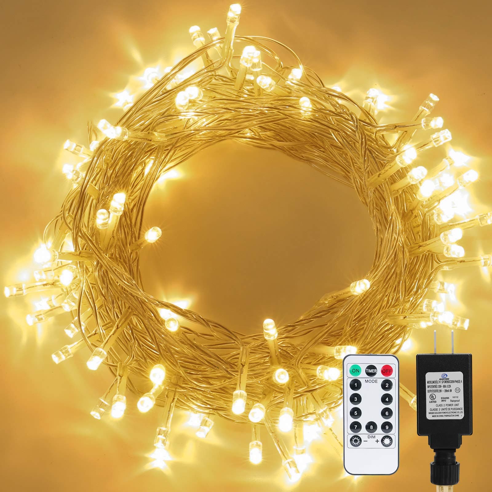 Lighting EVER Dual Color LED String Light, 33ft 100 LED, 2 in 1 Cool and Warm White, 9 Modes, Timer/Remote/Dimmable, Indoor/Outdoor