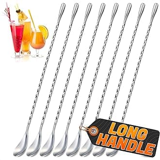 Cocktail shaker Stirring Bar Spoon 8PCS Bartender Stir Spoons, Bar Mixing Long Handle Stainless Steel Stick Spiral Pattern Spoon Martini Stirrers 12 Inches 8 PCS