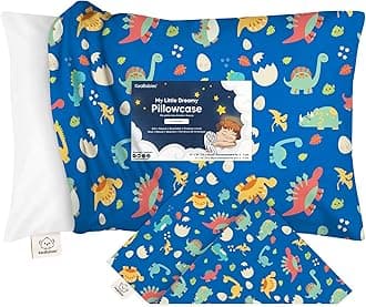 Toddler Pillowcase for Pillow - Organic Toddler Pillow Case for Kids - 100% Natural Cotton Pillowcase for Miniature Sleepy Pillows - Toddler First Pillow - Machine Washable (DinoWorld)