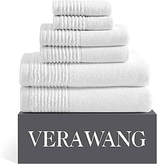 Bath Towels, 100% Super Soft & Highly Absorbent Cotton Towel Set, Medium Weight Plush Feel, Low Linting & Fade Resistant Bathroom Towels (Sculpted Pleat White, 6 Piece)