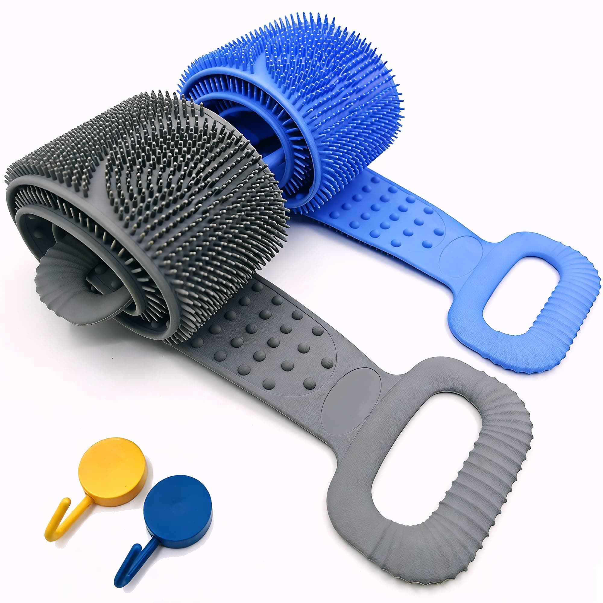 Sofine 2 Pack Silicone Back Scrubber for Shower, 36 in Exfoliating Body Scrubber, Easy Reach Dual-Sided Loofah Body Exfoliator, Gentle Soft Flexible Stretchable Back Washer for Use in Shower Men Women