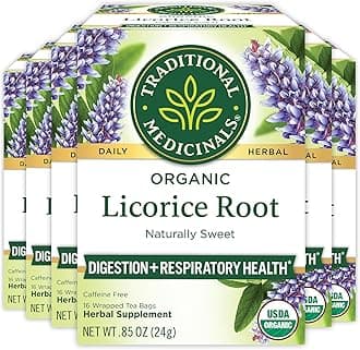 Tea, Organic Licorice Root, Soothes the Digestive Tract & Promotes Respiratory Health - Kosher, Non-GMO, Caffeine-Free - 96 Tea Bags (6 Pack)
