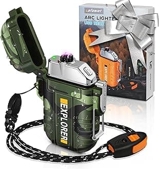 Waterproof Arc Lighter, Outdoor Dual Plasma Arc Lighter, USB Rechargeable Flameless Electric Lighters for Camping, Hiking, Survival Tactical (F13-Camouflage)