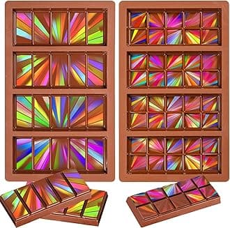 Webake 2pcs Holographic Chocolate Molds, Silicone Holographic Chocolate Bar Mold with 2 Different Shapes, Great for Baking Chocolate, Soap, Wax Melt and More