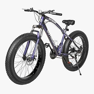 Outroad Mountain Bike Fat Tire with 4-Inch Tire 26 inch Wheels, 21 Speed with High Carbon Steel Frame, Double Disc Brake and Front Suspension Anti-Slip Bikes