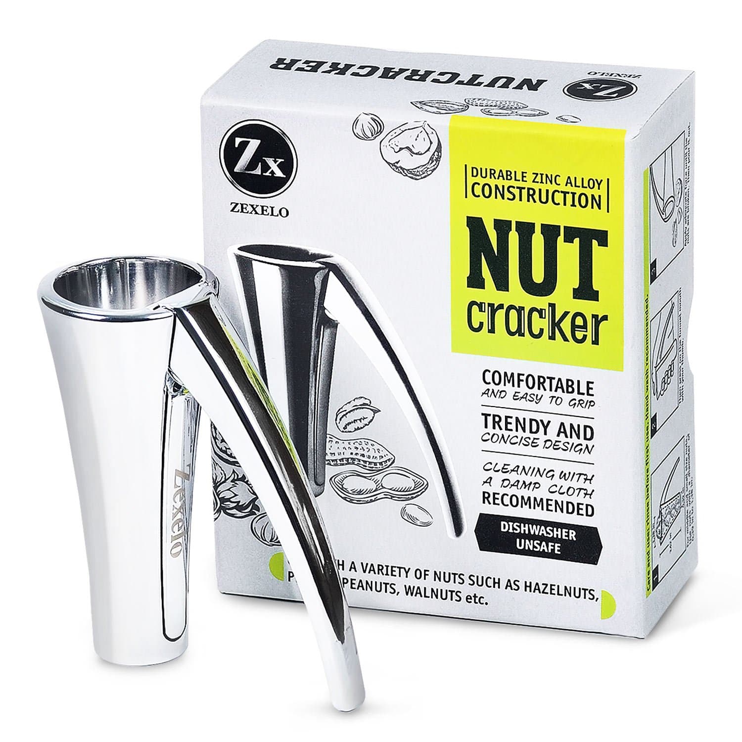 Nutcracker tool by Zexelo - Metal Nutcracker - Gadget Set for Home Kitchen - Nut Cracker Tool for Hazelnuts - Pecans - Peanuts - Pistachio - Stainless Steel Heavy Duty Nutcracker Nut Sheller