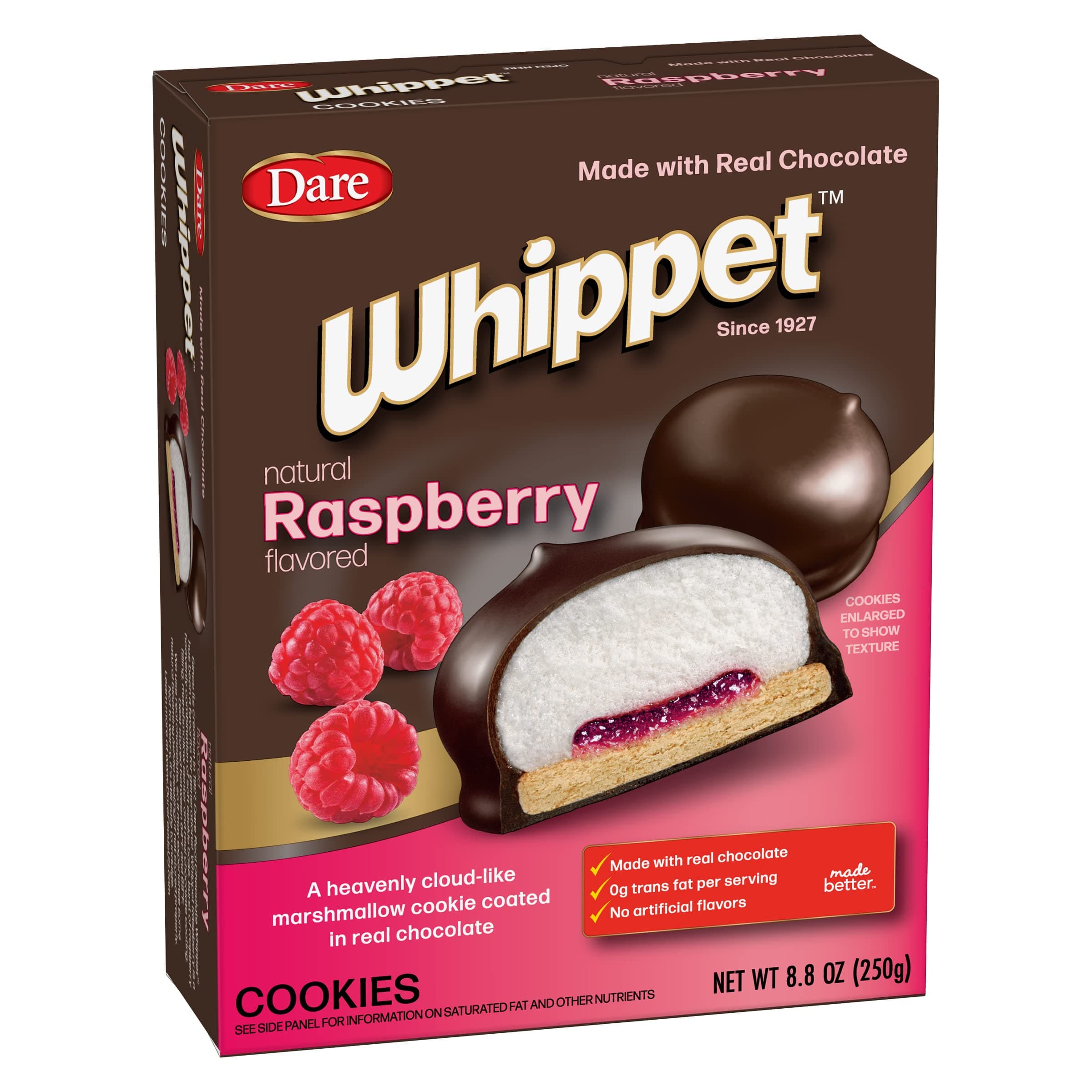Whippet Cookies, Raspberry, Single Pack (14 Cookies) – Fresh Tasting Raspberry, Rich Chocolate, Heavenly Marshmallow Middle, 8.8 oz Box