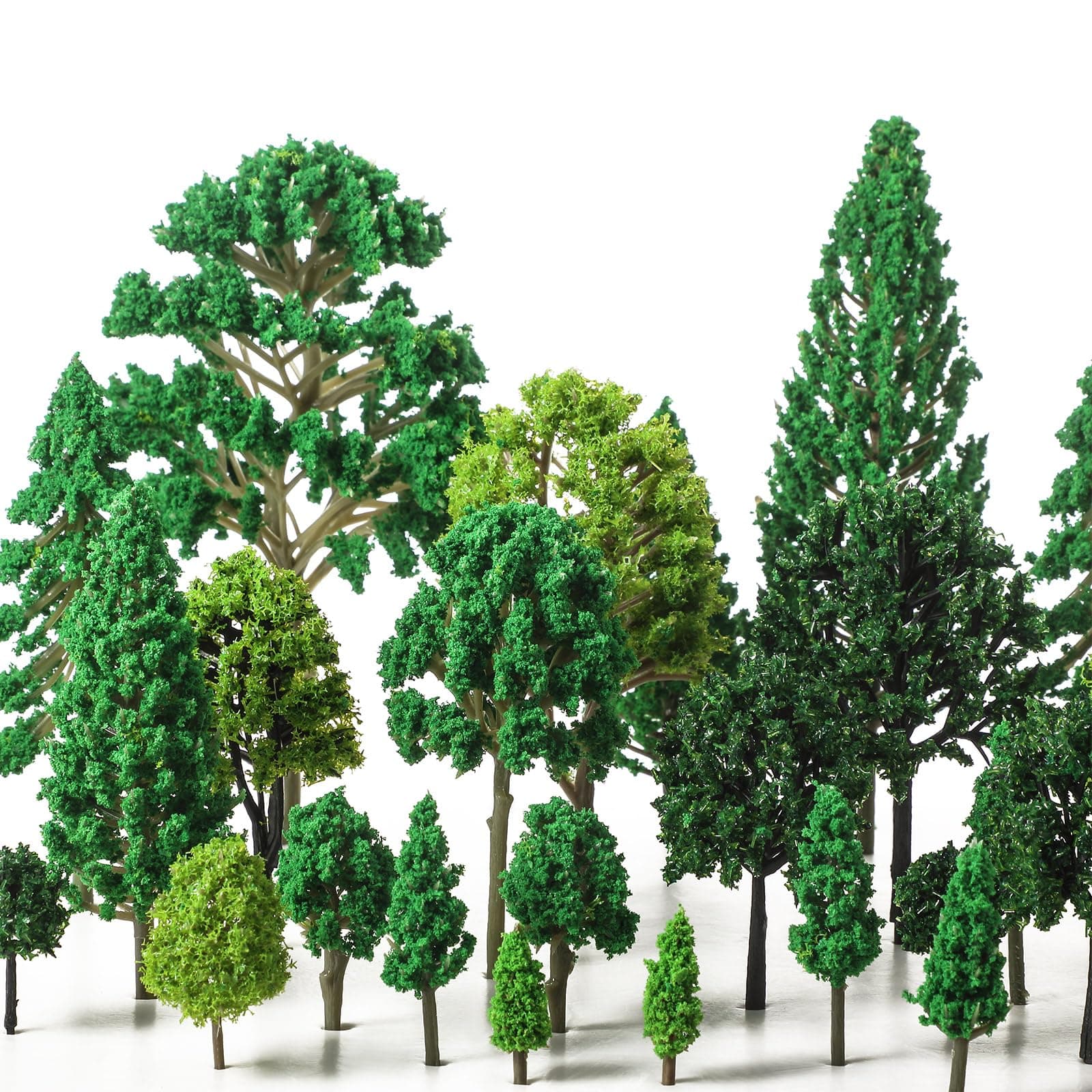 35 Pieces Model Trees 6.3-1.2 Inch Mixed Miniature Trees Diorama Supplies Fake Plants Train Scenery Landscape Christmas Village Architecture DIY Crafts(Mixed Green,Multiple Tree)
