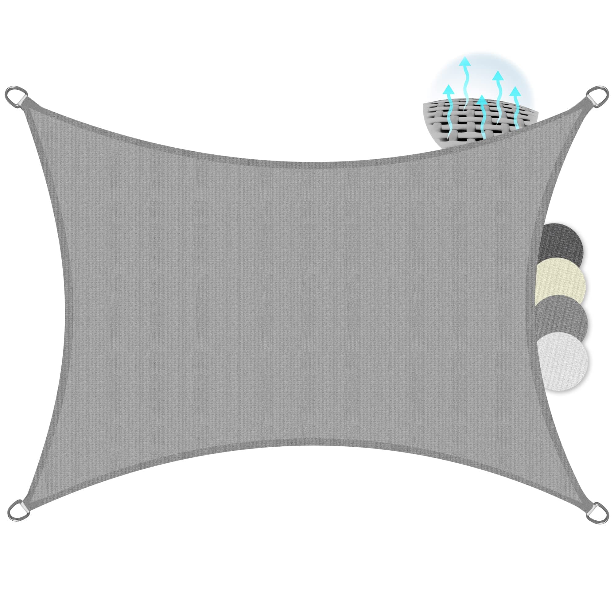 SolVision HS9 – Rectangular Sun Shade Sail 4x3 m HDPE Breathable & UV-light resistant Sun Protection for Terrace, Balcony, Pool & Garden – Sun Sail 400x300 cm Shade Fabric Grey