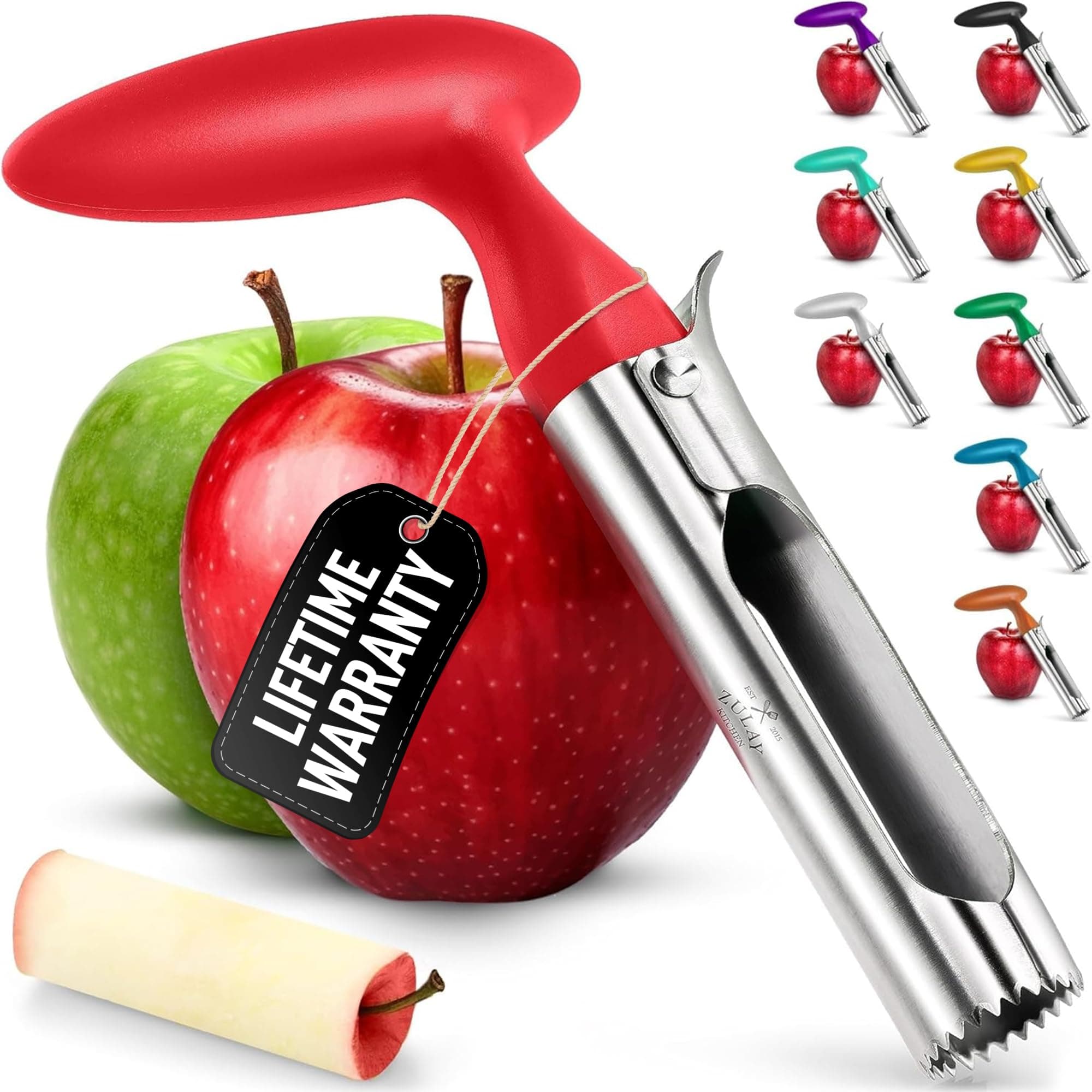 Premium Apple Corer - Easy to Use Durable Apple Corer Remover for Pears, Bell Peppers, Fuji, Honeycrisp, Gala and Pink Lady Apples - Stainless Steel Best Gadgets Cupcake Corer - Red
