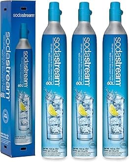 SodaStream CO2 Gas Carbonation Set - 3 Cylinder - Blue Screw-in System - Never Run Out of CO2 Again - Works with Fizzi, OneTouch, Jet, Spirit, Penguin, Ninja Thirsti, DrinkMate and Aarke
