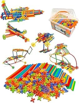 600PCS STEM Building Toys, Straw Constructor Toys Up Grade Engineering Building Sets for Kids Develops Motor Skills and Logic Thinking, Fun Educational Toy Great for Gift