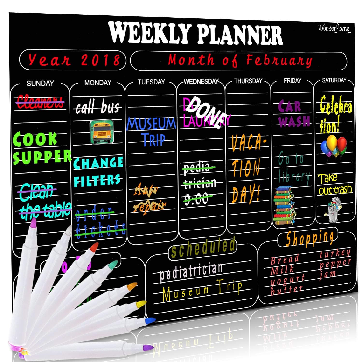 Magnetic Chart (Black Weekly Calendar)