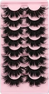 Gmagictobo False Eyelashes Fluffy Dramatic 25MM Lashes 3D Faux Mink Lashes Wispy Pack Long Thick Volume Soft Strips False Lashes 8 Pairs Multipack