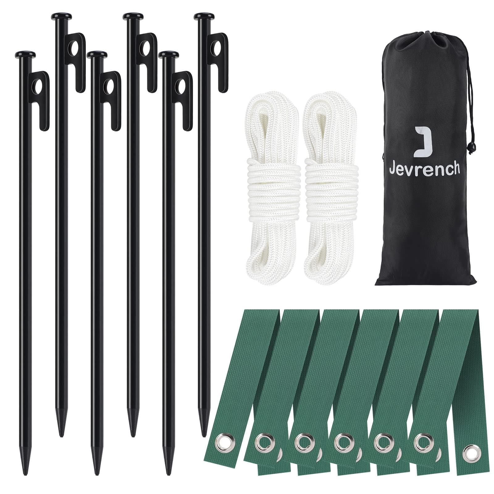 Tree Stakes, Tree Stake Kit for Hurricane Protection & Bad Weather, Tree Stakes and Supports, Heavy Duty 6 Pcs Tree Stake(11.8``), 6 Pcs Tree Straps for Staking, Anchor Rope(65.6ft)