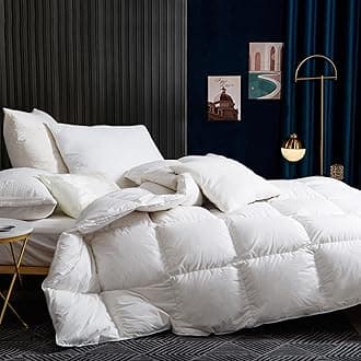 Double Duvet 4.5 Tog｜Luxury Goose Feathers Down Summer Duvet｜100% Organic Cotton Cover & Down Proof Fabric｜Hotel Quality Double Quilt with 8 Corner Tabs｜Machine Washable
