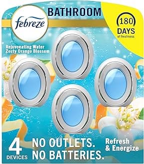 Bathroom Air Freshener, Odor-Fighting, Plug In Alternative, Air Fresheners for Home, Bathroom, & Kitchen, Closet Air Fresheners, Pet & Litter Box Odor Fighter, Refresh & Energize Scent, 4ct