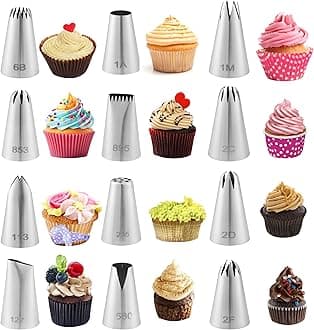 12PCS Large Piping Tips, Stainless Steel Cake Decorating Tips, Food Grade Frosting Tips Set, Icing Tips for Baking Cookies, Cupcake, Cake and Pastries, Sturdy and Long-lasting