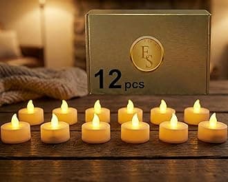 Ein Sof Led Tealight Candles for Home Decoration Set of 12 Pcs - Plastic, Smokeless, Battery Operated & Flameless Lights with On/Off Switch (Warm White)