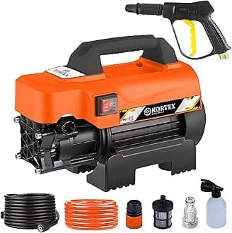 Kortex KT-4 Portable High Pressure Car Washer Cleaner Pump for Multiple Cleaning Applications with All The Required Accessories & 1800watts Motor with 130Bar Max Pressure. (Portable)