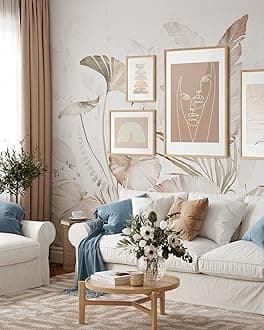 Beige Tropical Wallpaper | Removable Self Adhesive Watercolor Wallpaper | Tropical Peel and Stick Wallpaper (1 roll 24" W x 72" H)