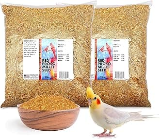 Morning Bird Red Proso Millet Bird Seeds 18 lbs (2-Pack, 9 lbs Each) – Healthy & Nutritious Pet Bird Food - Bird Seeds for Feather Growth – Perfect for Finches, Parakeets & Other All Pet Birds