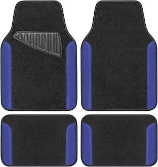 Motor Trend Waterproof Car Floor Mats Versatile Fit Mats with Driver Heel Pad Leather Car Carpet Floor Mat for SUV Van Sedan Truck Anti-Slip Backing Carpet Mats Black and Blue