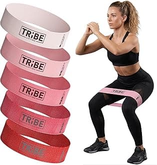 Fabric Resistance Bands for Working Out - 5 Exercise Bands Set for Legs and Glutes - Booty Bands for Women and Men - Thick Cloth Workout Bands for Physical Therapy, Hip Training