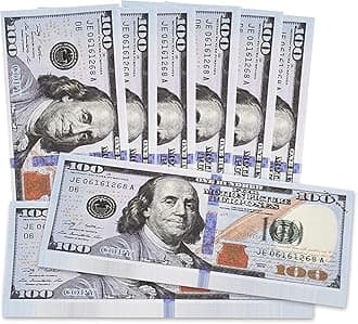 300 Pieces 100 Dollar Prop Money Play Money - Movie Prop Money 100 Dollar Bills Realistic, Play Money for Kids Learning, Fake Toy Money that Looks Real Actual Size, Perfect Money Party Decorations