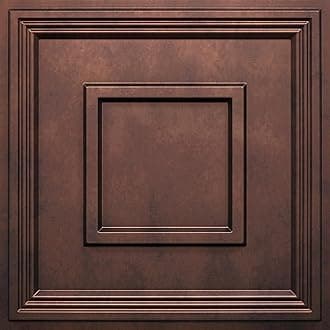 STICKGOO Glue Up Ceiling Tiles, 24x24 Inch PVC Decorative Drop Ceiling Tile Antique Copper 48 Sq. Ft, Pack of 12 Tiles